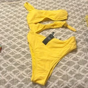 Yellow one piece bikini